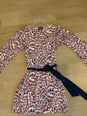 Prairie New York Red and White Long-Sleeve Belted Dress